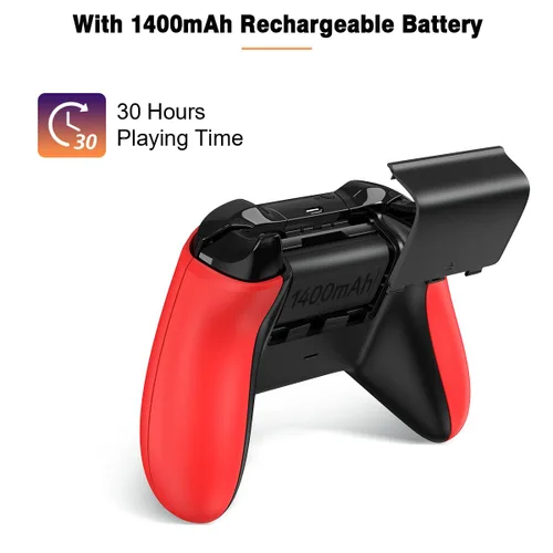 Vista 3 de Xbox Controller Wireless with 1400mAh Rechargeable Battery & Charging Cable, Xbox One Controller with 2.4GHz Wireless Adapter, Compatible with Xbox