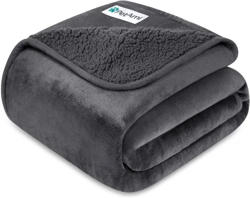 Vista 24 de PETAMI Manta impermeable de forro polar Sherpa para gatos y perros, color beige, talla S