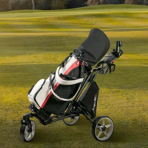 Vista 2 de Caddytek CaddyLite ONE-Swivel V8 - Carrito de golf plegable de 3 ruedas con un clic, ligero, con una rueda delantera giratoria de 360°, mango