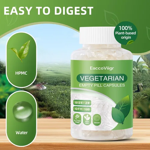 Vista 5 de Cápsulas vacías de tamaño 2 – 100 cápsulas vacías transparentes tamaño 2 con kit de llenado de cápsulas, cápsula vegetariana vegana rellenable vacía