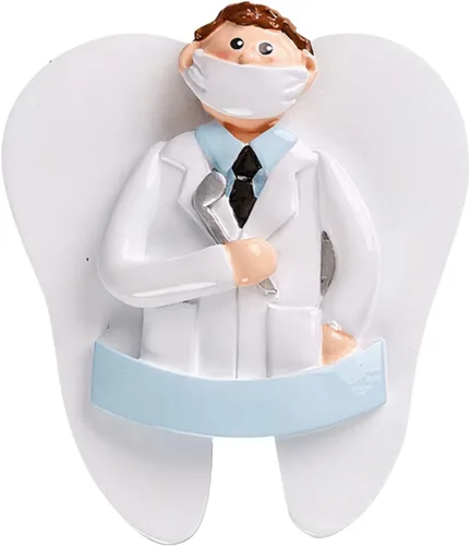 Vista 2 de Adorno personalizado para árbol de Navidad 2024 para trabajadores de la salud, adorno personalizado para dentista masculino, recuerdo para dentista
