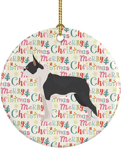 Vista 49 de Caroline's Treasures Abyssinian Sand Terrier - Adorno de cerámica para colgar en el árbol de Navidad, para el hogar, Navidad, fiestas, regalo, 3