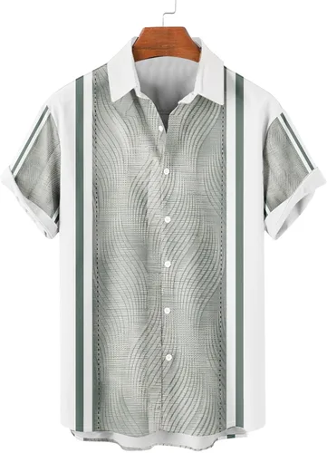 Vista 3 de Camisas de guayabera cubana para hombre, camisas casuales de manga corta con botones, camisas de playa para vacaciones de verano, camisetas mexicanas