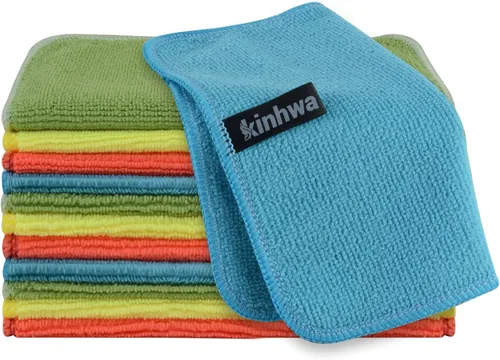 Vista 39 de KinHwa Paños de cocina para platos, paños de microfibra absorbentes de secado rápido, trapos de cocina con lado de limpieza de poliéster, ideal