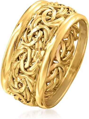 Vista 3 de Ross-Simons 14kt Yellow Gold Bordered Byzantine Ring
