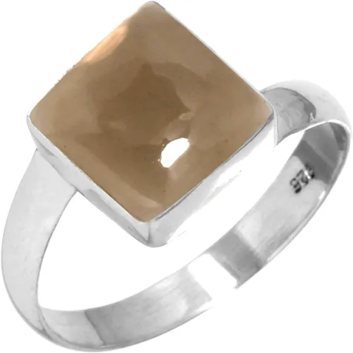 Vista 6 de Boho - Anillo de plata de ley 925 hecha a mano con piedras preciosas naturales, lapislázuli, granate, turquesa y cuadrado Ámbar