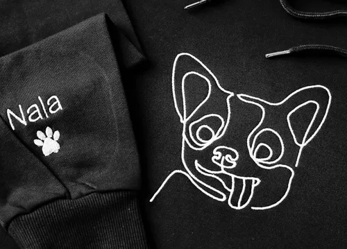 Vista 4 de Nazenti Sudadera con capucha bordada para perro, sudadera personalizada de una línea para mascotas, suéter de mamá de perro, regalos personalizados