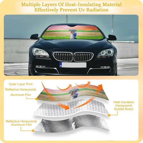 Vista 4 de Parasol personalizado para parabrisas de automóvil Visera solar personalizada con 1-4 fotos Añade tu propia foto Logotipo Texto Plegable Reflectante