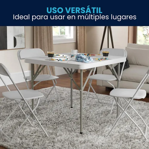 Vista 7 de Flash Furniture Mesas cuadradas de plástico plegables para eventos, juego de 12, color blanco granito
