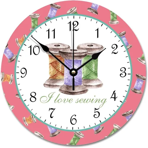 Vista 9 de ArogGeld Reloj de pared personalizado para sala de costura, botón de joya de color, 10 pulgadas, reloj de sala de manualidades, funciona