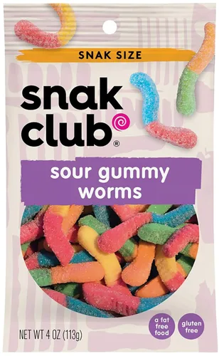Vista 8 de Snak Club Gusanos de goma agria, gomitas agridulces surtidas, dulces a granel, aperitivos sin gluten, sin OMG, bolsa resellable de 32 onzas