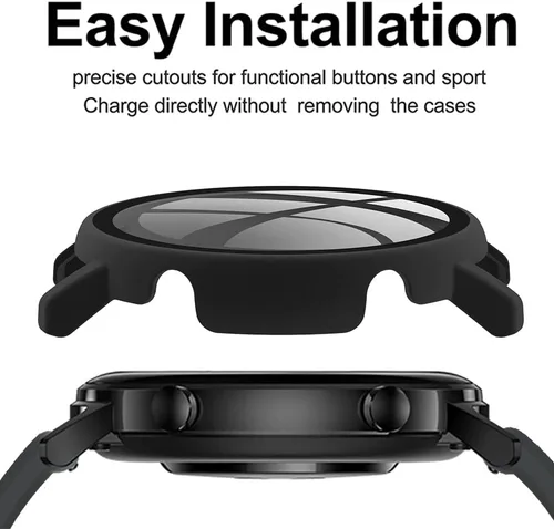 Vista 2 de [Paquete de 2] Funda con protector de pantalla de vidrio templado compatible con Huawei Watch GT 3 de 1.654 pulgadas, dureza 9H de 360°, funda