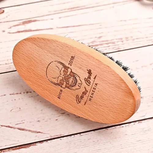 Vista 7 de Soft Boar Bristle Beard Brush for Men Cerdas de jabalí suaves y lisas, estampado de calavera, tamaño de viaje de bolsillo pequeño Cráneo