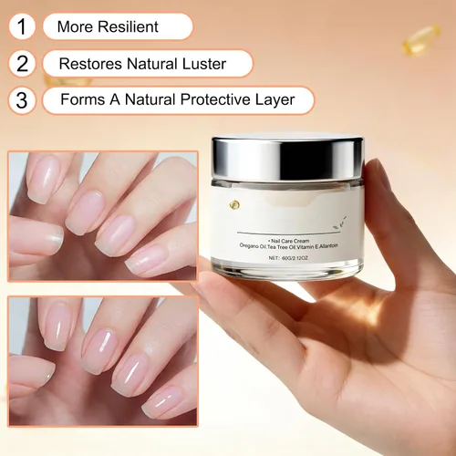 Vista 5 de Crema para el cuidado de uñas, reparación de uñas de los pies para dañados, fuerza y crecimiento de uñas, aceite de árbol de té, aceite de orégano