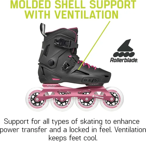 Vista 5 de Rollerblade Lightning 90 - Patín en línea urbano para mujer, negro y sangría