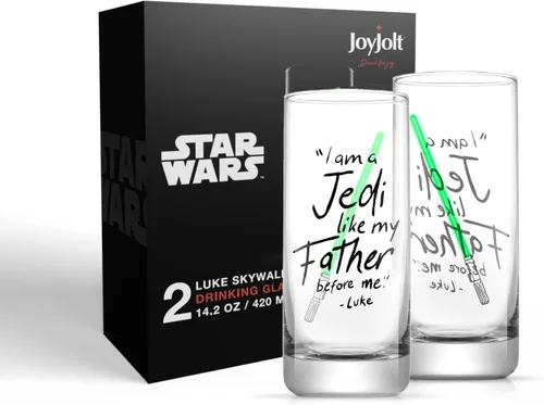 Vista 7 de JoyJolt Star Wars Luke Skywalker - Vaso alto con sable de luz, 14.2 onzas, juego de 2