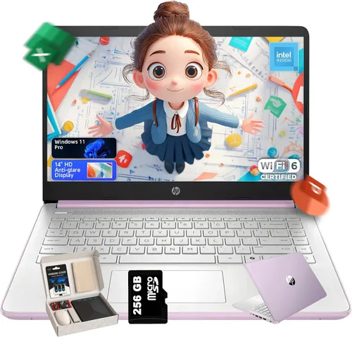 Vista 7 de HP Laptop 14 para productividad y entretenimiento, pantalla FHD de 14 pulgadas, 16 GB de RAM, SSD de 1 TB, procesador AMD Ryzen 3 de hasta 3.5 GHz