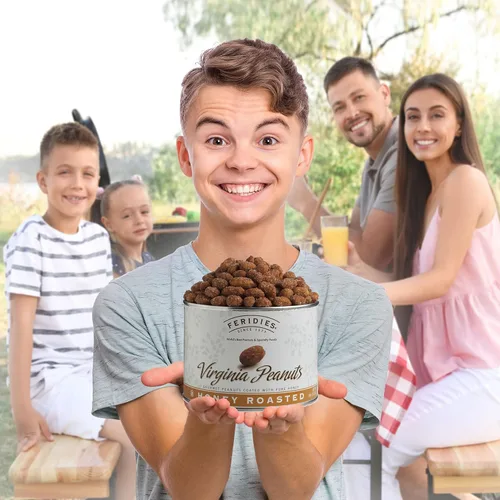 Vista 4 de FERIDIES Cacahuetes Gigantes Extra Grandes de Virginia Tostados con Miel, Lata al Vacío de 18oz, Aperitivo Gourmet 18oz (Paquete de 1)