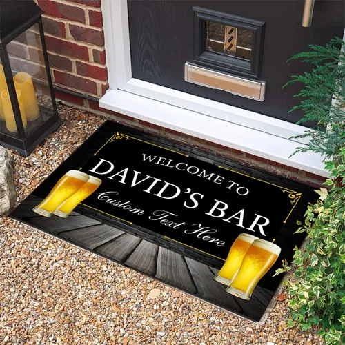 Vista 10 de Tapete personalizado de bienvenida para bar familiar, tapete para puerta con nombre personalizado, cualquier barra de nombre, alfombra de puerta