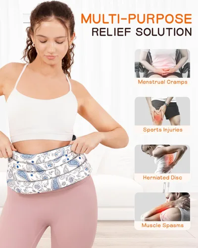 Vista 4 de Almohadilla térmica para microondas para espalda con calor húmedo, envoltura térmica extragrande para microondas para lumbar, cintura, estómago