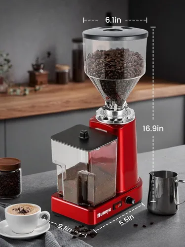 Vista 8 de Huanyu Molinillo de café con rebabas planas, gran capacidad de 35 onzas