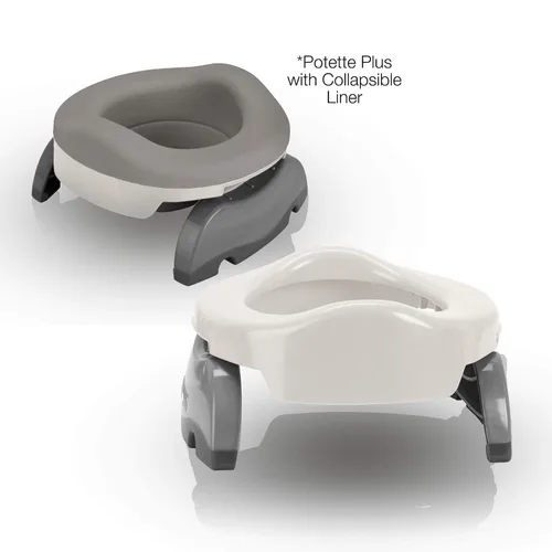 Vista 3 de Potette Plus Potty Value Pack: Kalencom Potette Plus 2 en 1 portátil y forro plegable reutilizable para uso doméstico (blanco/gris)