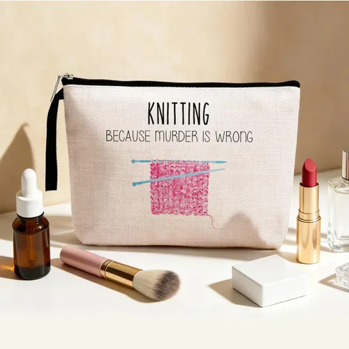 Vista 3 de Hanamiya Na Regalos de Compromiso para Mujeres Bolsa de Maquillaje Divertida de Ganchillo Regalo de Tejer Regalo de Ganchillo Knitting Because M is
