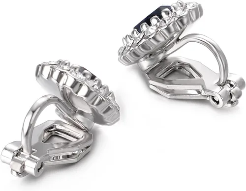 Vista 4 de Yoursfs Austria - Aretes de clip de cristal para mujer, chapados en oro de 18 quilates, joyería de moda con halo de circonita cúbica, aretes sin