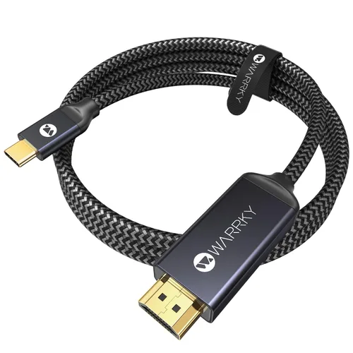 Vista 11 de Warrky Cable USB C a HDMI de 3.3 pies (4K@60Hz) [Carcasa de Aluminio, Conector Chapado en Oro] Cable Tipo-C a HDMI 2.0, Thunderbolt 4/3 Compatible