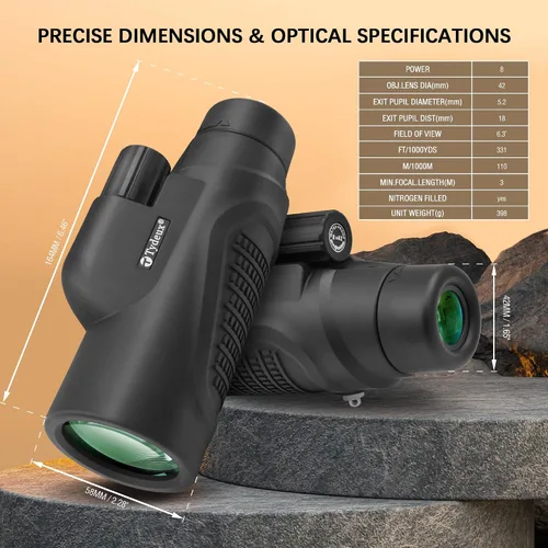 Vista 7 de Telescopio monocular impermeable 8x42 Prisma K9, para viajes, vida silvestre, observación de aves, caza, camping