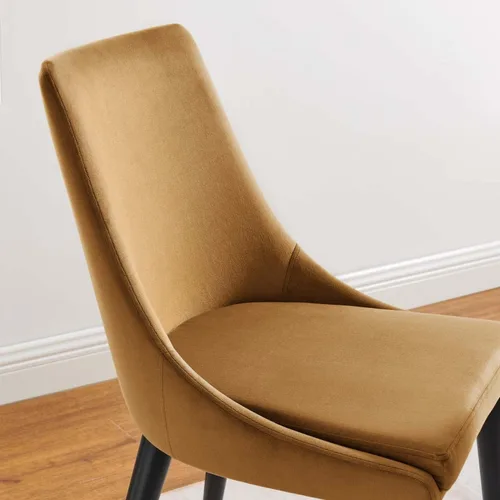 Vista 5 de Modway Viscount - Silla de comedor moderna de terciopelo de 19 pulgadas en negro/marrón coñac