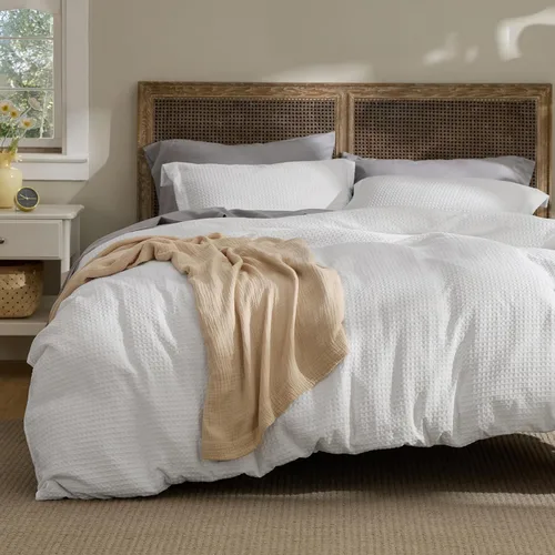 Vista 16 de Bedsure Funda de Edredón de Lujo Tipo Waffle Tamaño Queen - Juego de Funda de Edredón Texturizada, Suave, Juego de Ropa de Cama Transpirable