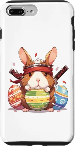 Vista 9 de iPhone 15 Colorful Easter Eggs Hunt Ninja Guinea Pig With Bunny Ears Case