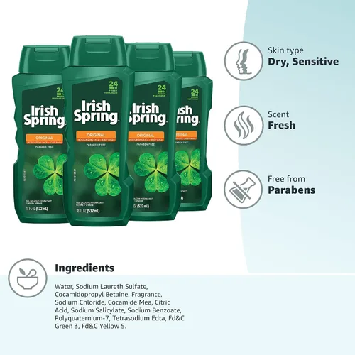 Vista 10 de Irish Spring Original Gel de baño para hombre, 18 onzas líquidas (paquete de 4)