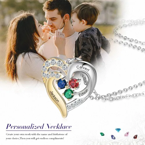 Vista 7 de GLAMCARAT Collar pequeño minimalista de 0.7 a 0.9 pulgadas, chapado en oro de 18 quilates, con piedras de nacimiento, joyería para madres, collar
