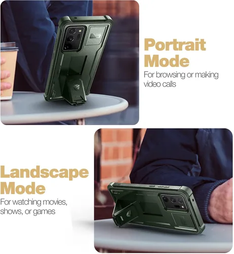 Vista 4 de Dexnor Funda para Samsung Galaxy Note 20 Ultra 5G, [Protector de pantalla y soporte integrados] Protección de grado militar resistente a prueba
