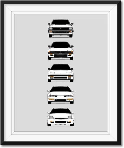 Vista 9 de Custom Car Posters Póster hecho a mano compatible con Acura (perfil lateral), decoración de lo mejor de las generaciones de Acura, historia 10C.
