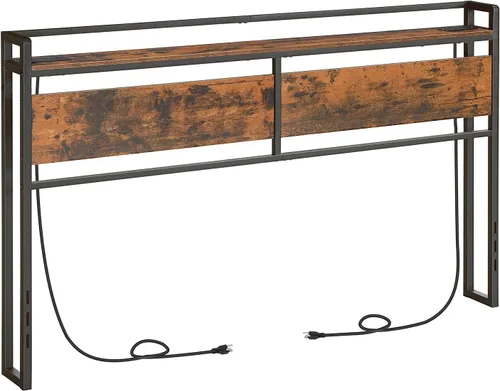 Vista 10 de HOOBRO Cabecera Tamaño Queen, Cabecera con 2 Tomacorrientes y 4 Puertos USB, Altura Ajustable, Estante de Almacenamiento, Resistente y Estable