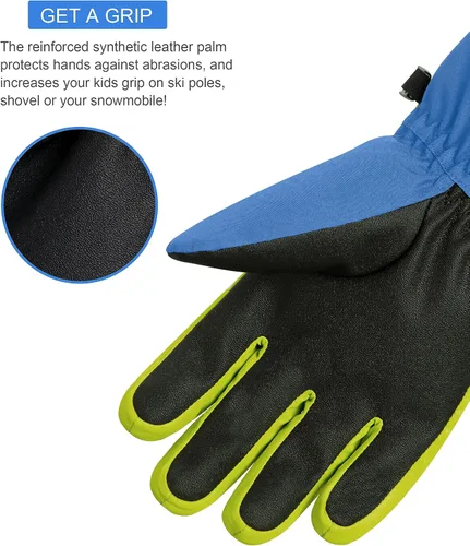 Vista 5 de ThxToms Guantes de invierno para niños, impermeables, guantes de nieve para niños y niñas, clima frío, deportes al aire libre, snowboard, bicicleta