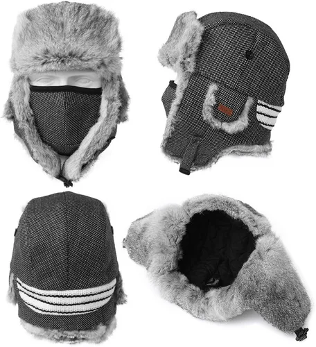 Vista 31 de Comhats Gran XL Trapper Trooper Caza Cálido Oído Solapa Rusia Ushanka Invierno Esquí Clima Frío Bombardero Sombreros para Hombres