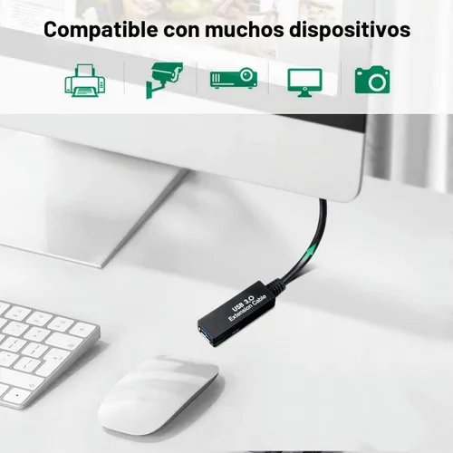 Vista 2 de Cable de extensión USB 3.0 activo de 25 pies, cable de extensión USB largo A-macho A-hembra, con potenciadores de señal de chipset de expansión