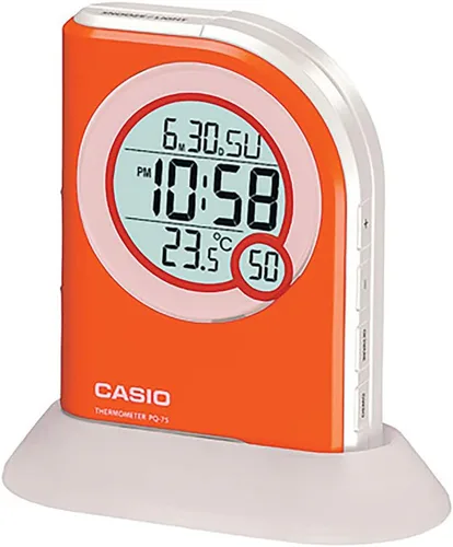 Vista 2 de Casio Pq75-4df Multi Función Digital Termómetro Mesa Reloj despertador, Naranja (PQ75-4)