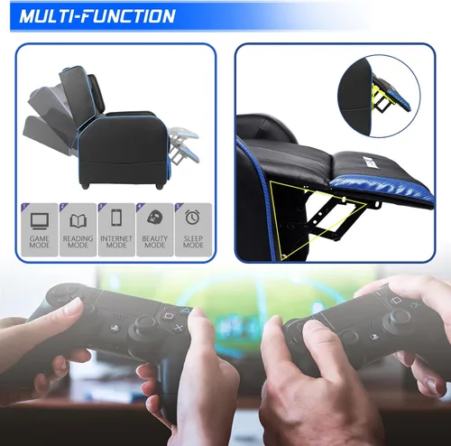 Vista 5 de BOSSIN Silla Reclinable Gaming para Adultos 400lbs Estilo Racing Sofá Grande y Alto Asiento Reclinable de Cuero PU, Lounge Ergonómico Moderno Cómodo