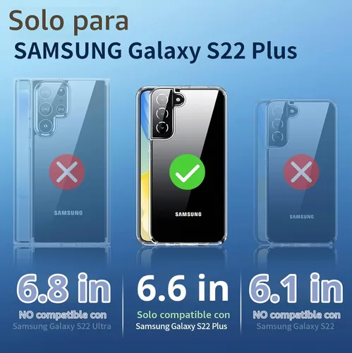 Vista 6 de Meifigno Funda transparente para Samsung Galaxy S22+ Plus (6.6 pulgadas), [20 veces antiamarilleo]