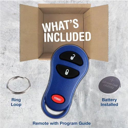 Vista 3 de KeylessOption - Llavero de auto con control remoto para entrada sin llave, repuesto para 04686481, Azul