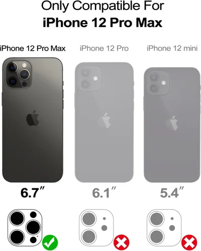 Vista 2 de WeLoveCase Funda tipo cartera para iPhone 12 Pro Max, protección resistente a prueba de golpes de 6.7 pulgadas con tarjetero y espejo, color negro