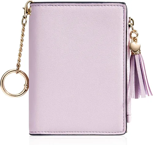Vista 13 de Gostwo Billeteras pequeñas para mujer, elegante cartera para mujer con ventana de identificación, bolsillo con cremallera para monedas y borla.