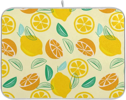 Vista 33 de Tapete de secado de platos de flores de fondo negro para encimera de cocina de 18 x 24 pulgadas, tapete de microfibra absorbente, tapete de secado