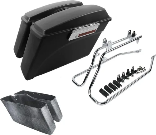 Vista 40 de Kit de soporte de conversión para alforjas extendidas de 4" TCMT, compatible con Harley Heritage Softail Fatboy FLSTF Breakout 1984-2017, negro