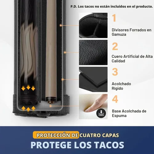 Vista 2 de Trymaker Estuche para Taco de Billar, Estuche Rígido 1×1 para Palo de Billar que Contiene 1 Taco Completo de 2 Piezas (No para Tacos de 3/4), Hecho